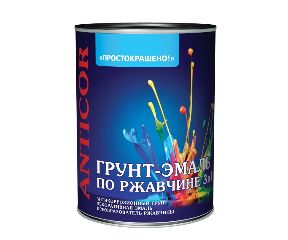 Грунт-эмаль по ржавчине 3 в 1 черная 1,9кг Простокрашено грунт эмаль decotech 3в1 черная под ral9005 1 8кг