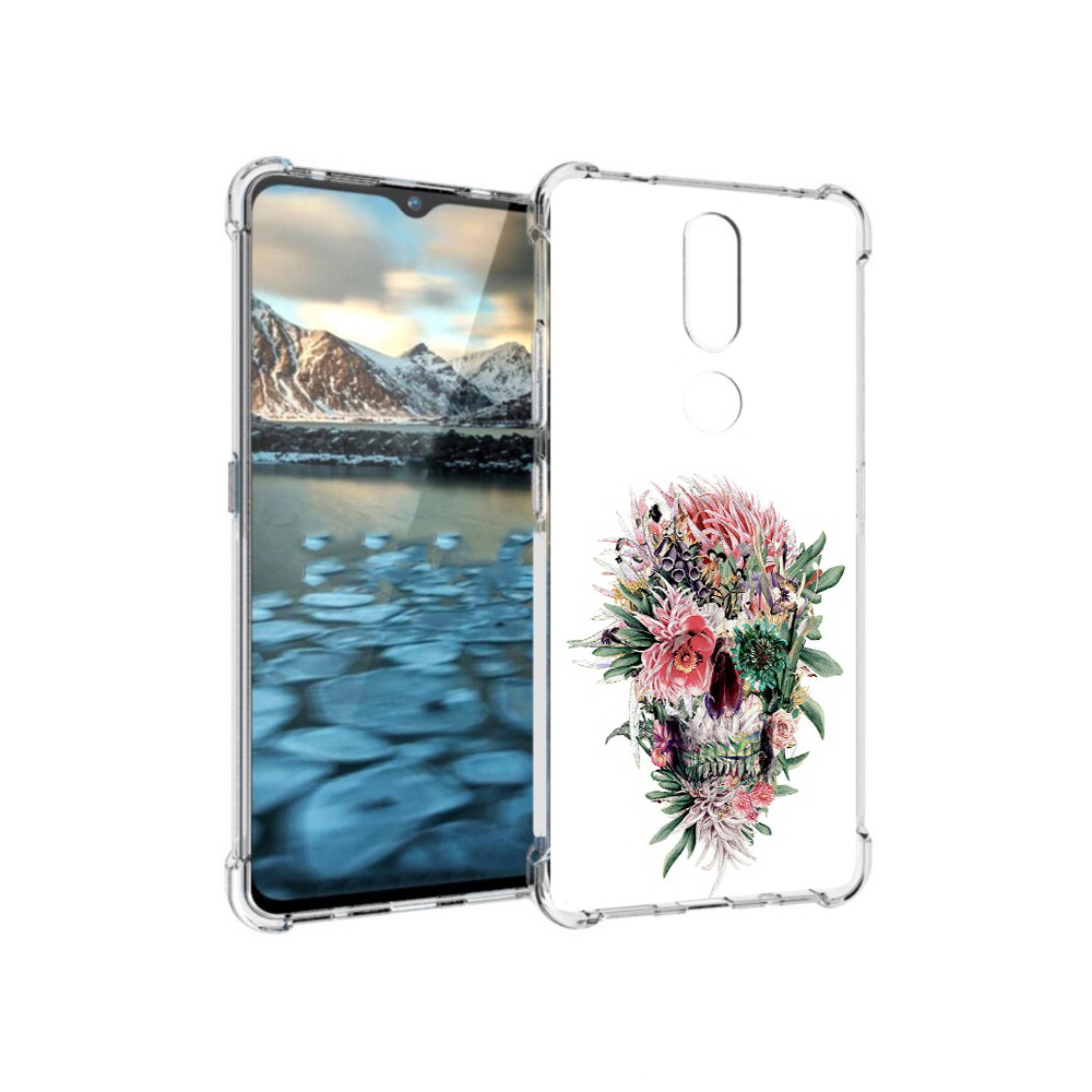 

Чехол MyPads Tocco для Nokia 2.4 череп из цветов (PT227049.107.677), Прозрачный, Tocco