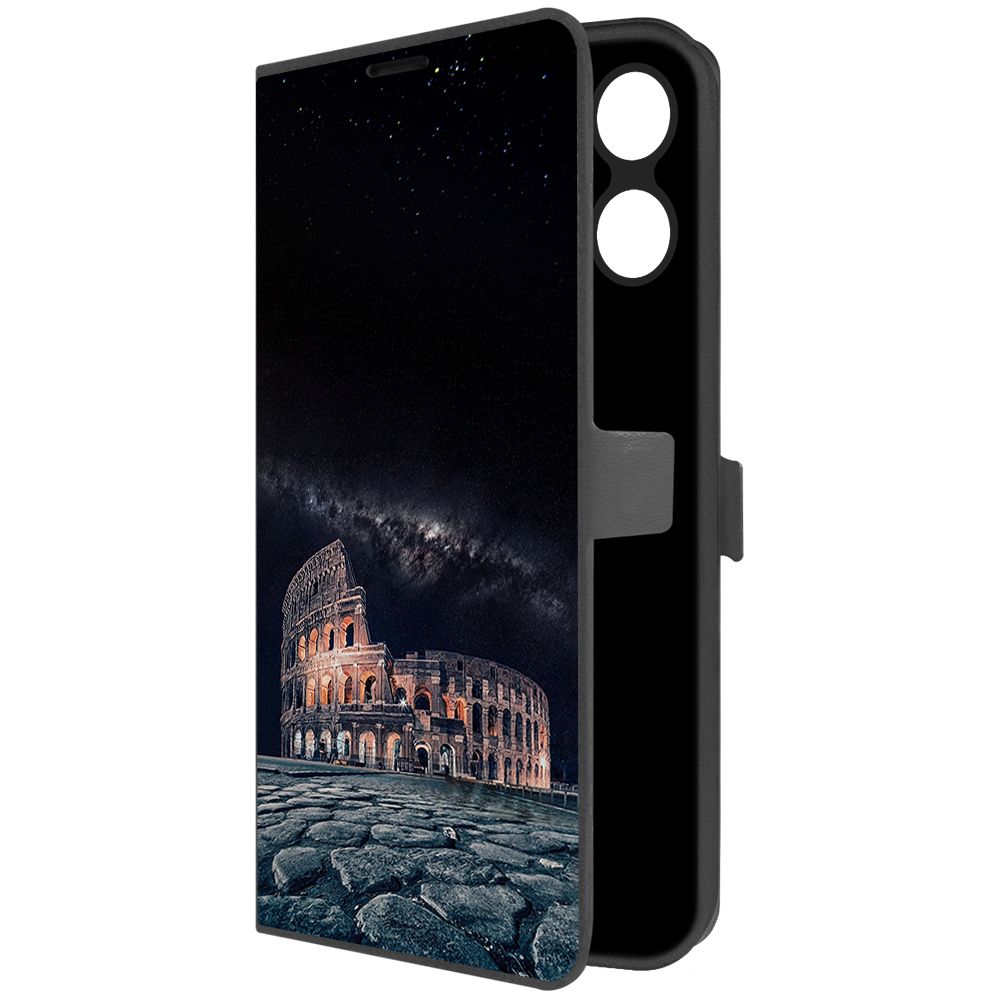 

Чехол-книжка Krutoff Eco Book для Xiaomi Redmi 12 Италия, Колизей (черный)