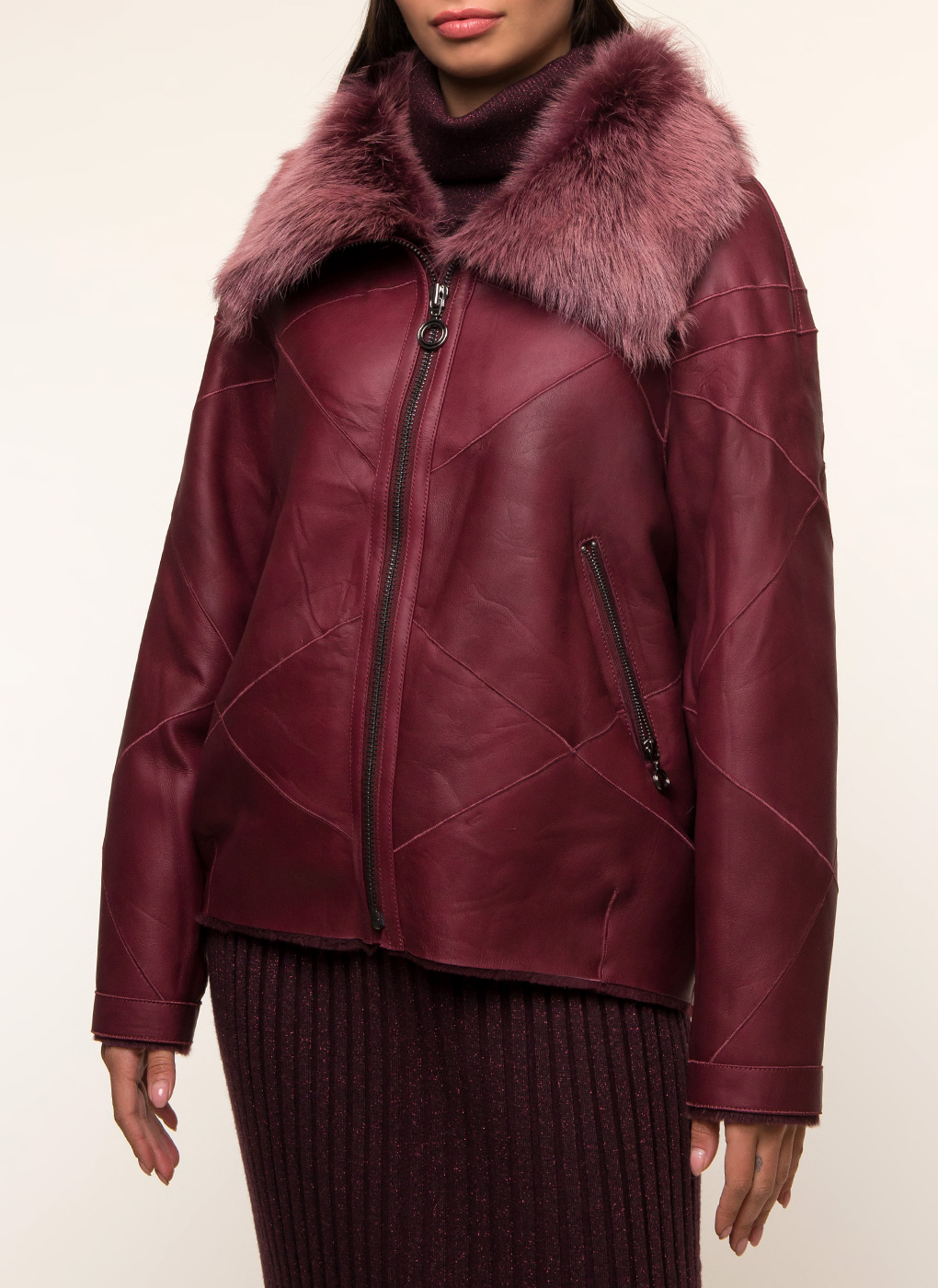 

Дубленка женская Каляев 41885 бордовая 58 RU, 41885