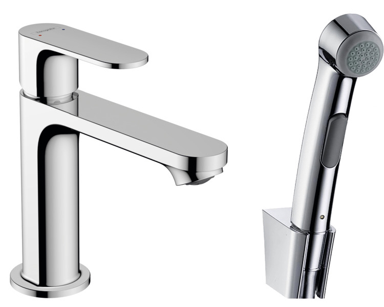 Смеситель для раковины hansgrohe Rebris S 110 с гигиеническим душем 72215000, хром