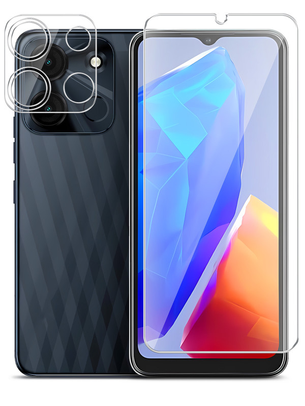 

Защитное стекло Brozo на экран и камеру ITEL A60s гибридное прозрачное, ITEL A60s