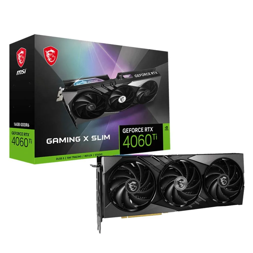 

Видеокарта MSI NVIDIA GeForce RTX 4060 Ti GAMING SLIM, Черный, GeForce RTX 4060 Ti GAMING SLIM