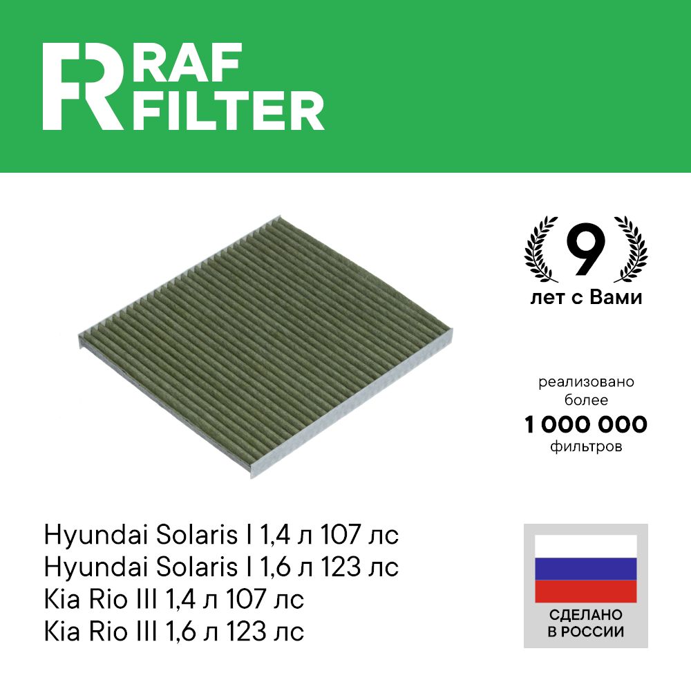 

Фильтр салона RAF Filter RF001HYX Hyundai Solaris 1, Kia Rio 3