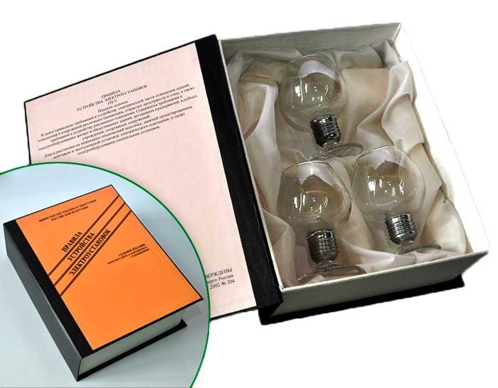 фото Набор из трёх бокалов в виде лампочек в книге-шкатулке "пуэ" (200 мл) nobrand