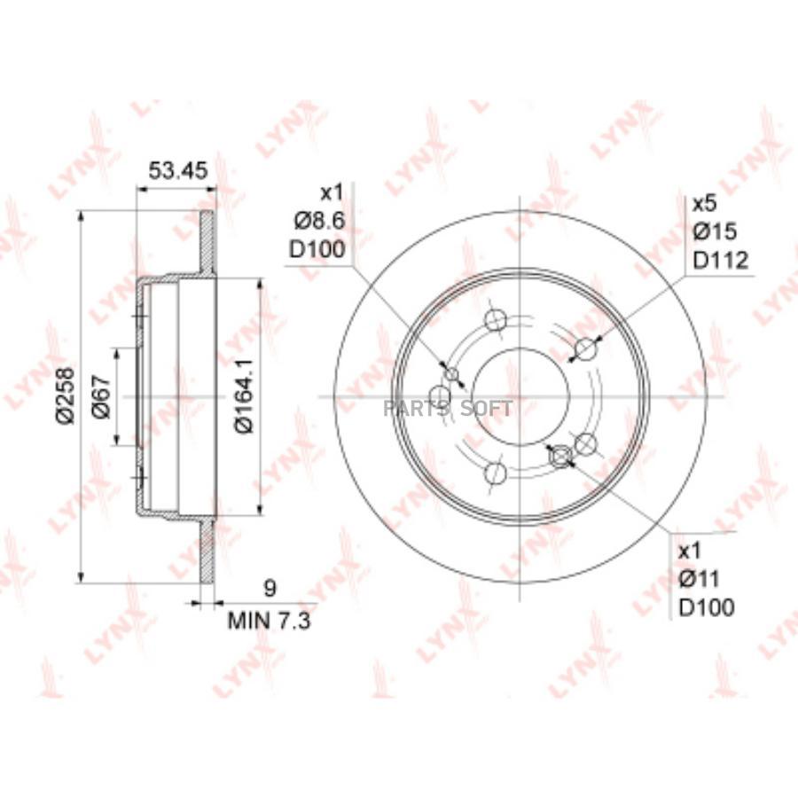 

LYNXAUTO BN-1075 Диск торм.задн.MERCEDES 190(W201) 1.8-2.6 = 93 C180-280(W202) 93-00 E200-