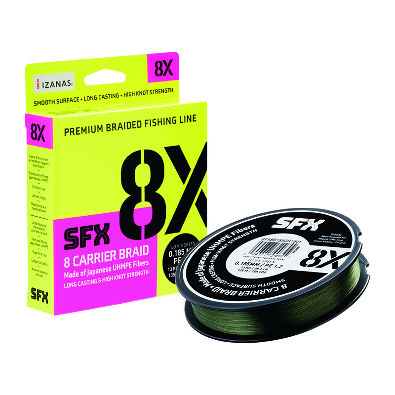 

Леска плетеная SFX 8X зеленая 135 м 0.128 мм 7.3 кг PE 0.6