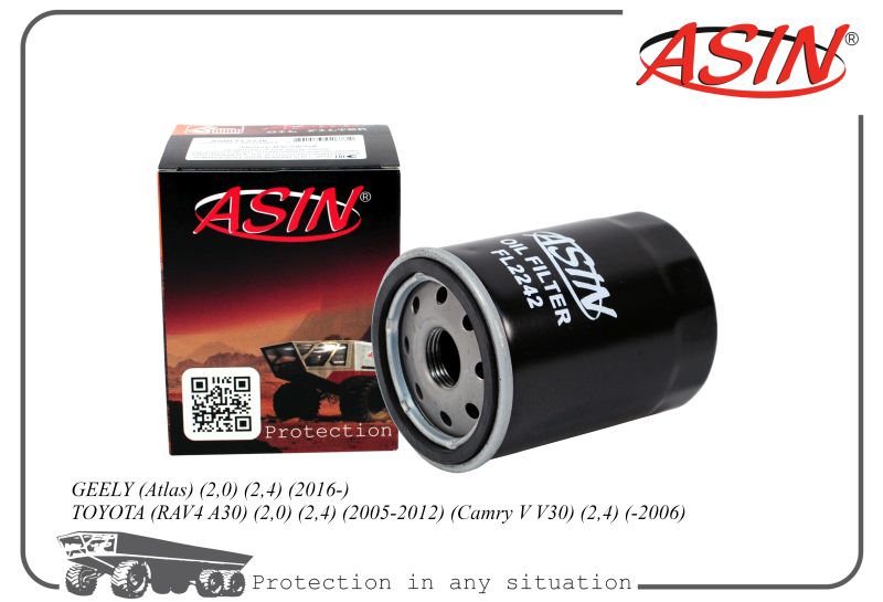 

Фильтр масл. 90915-YZZE2 ASINFL2242 GEELY Atlas 2,0 2,4 TOYOTA RAV4 2,0 2,4 05-12 Camry V