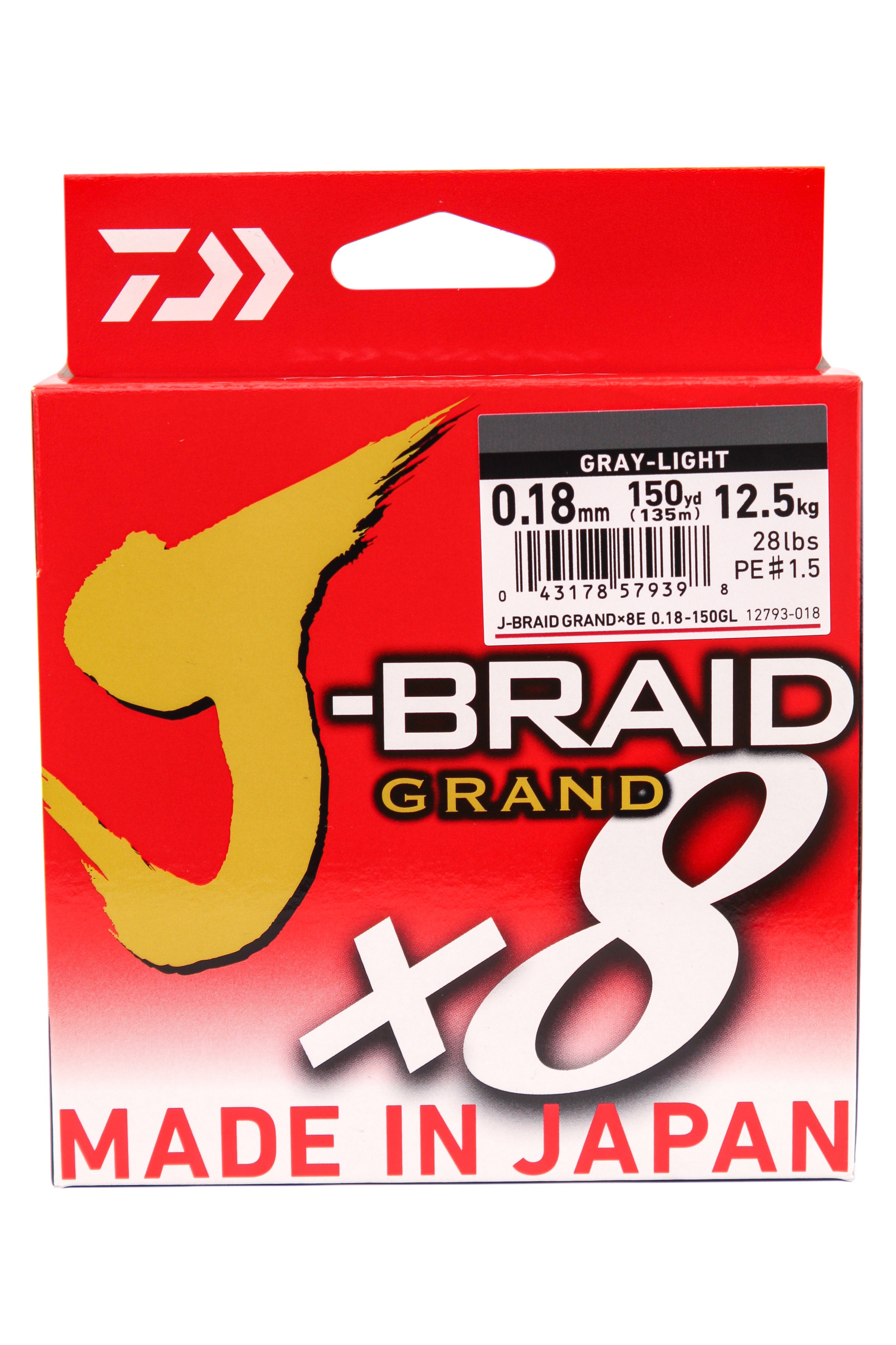 фото Шнур daiwa j-braid grand x8 0,18мм 135м gray light