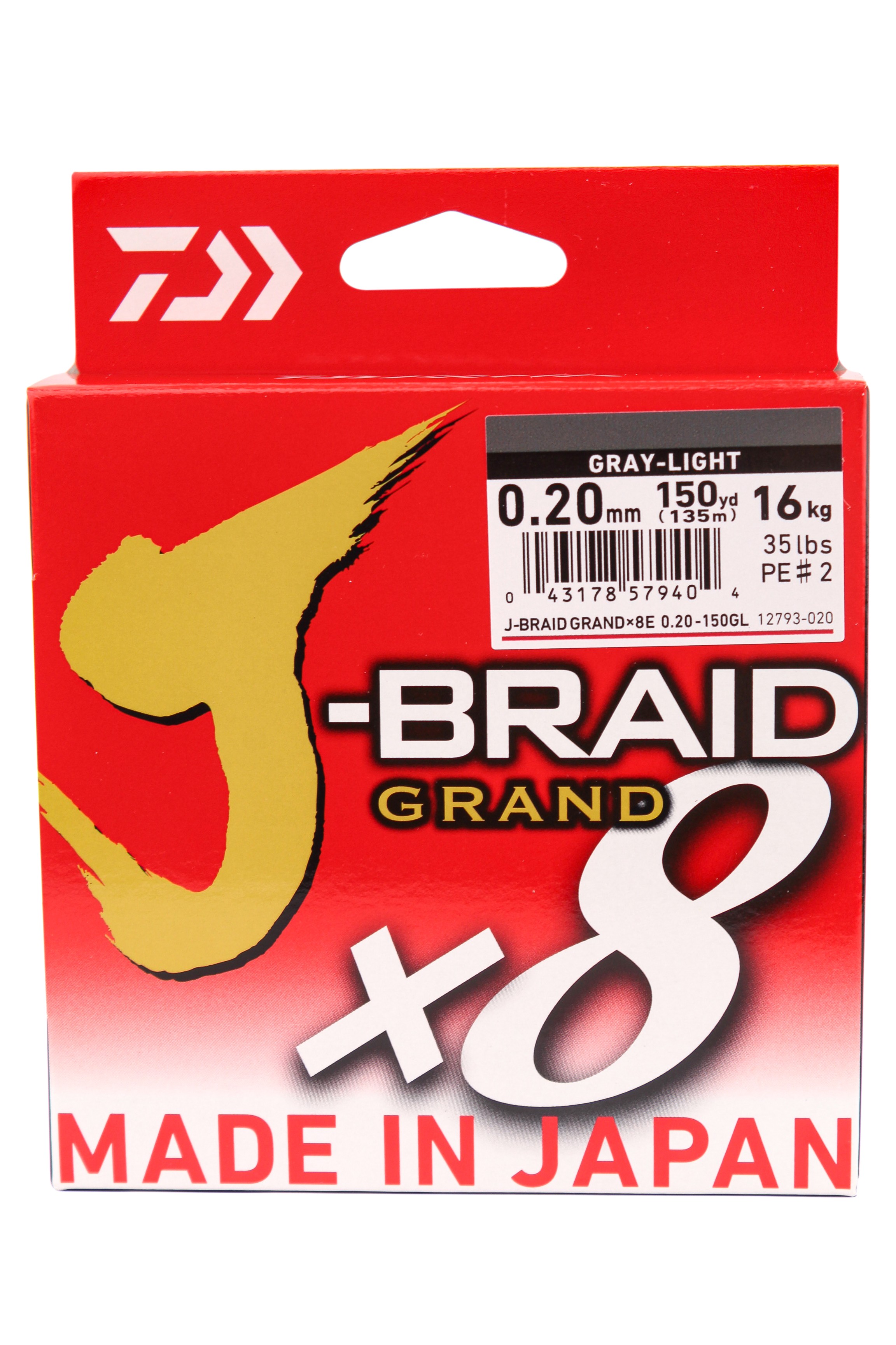 

Шнур Daiwa J-Braid Grand X8 0,20мм 135м gray light