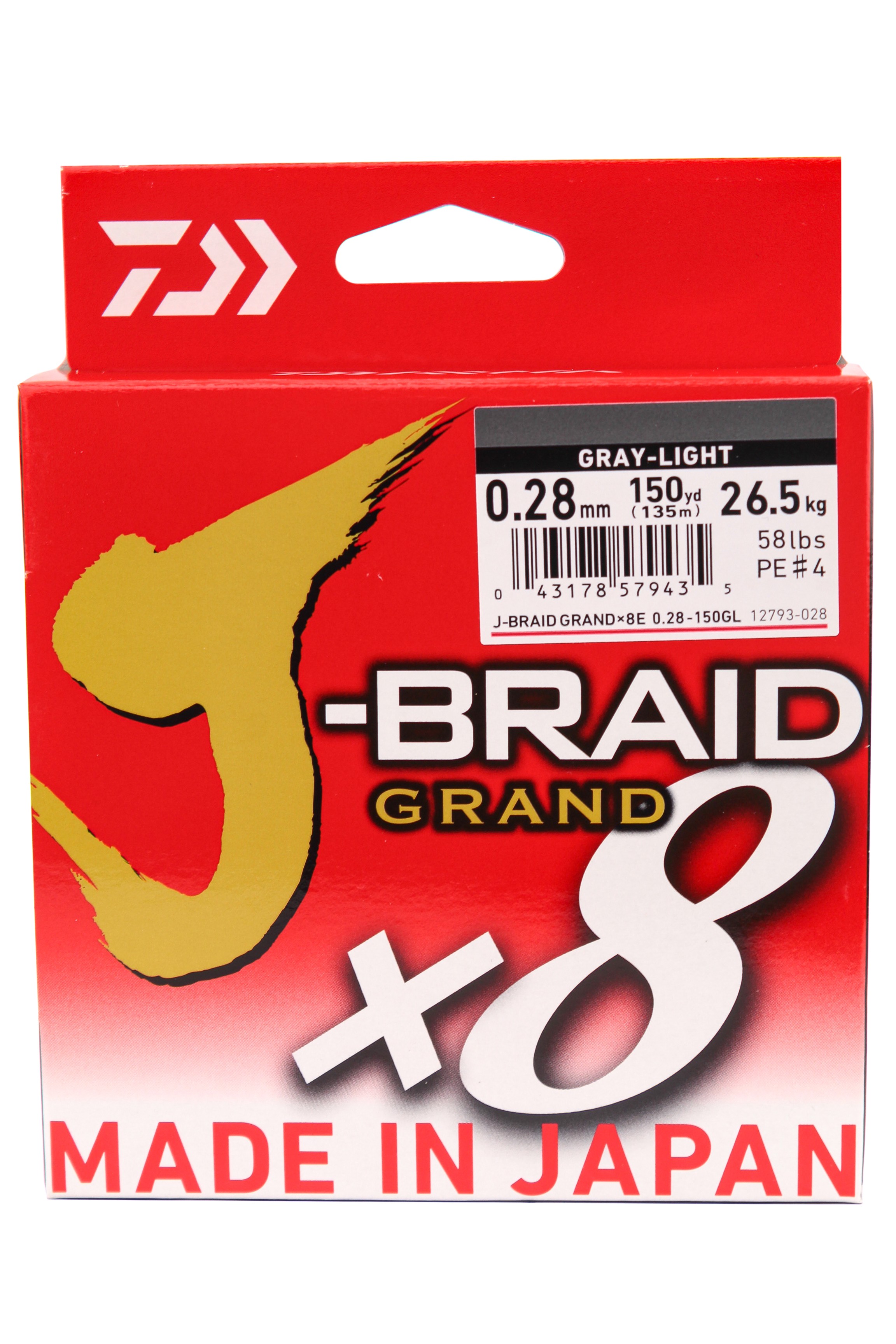 фото Шнур daiwa j-braid grand x8 0,28мм 135м gray light