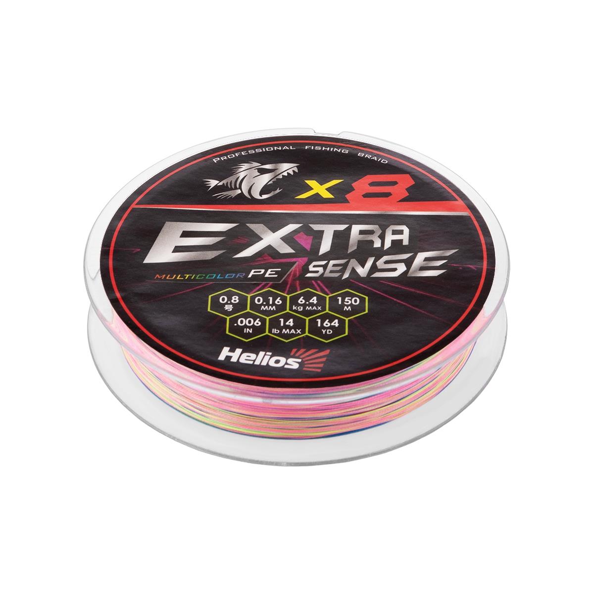 

Шнур Extrasense X8 PE Multicolor 150m 0.8/14LB 0.16mm (HS-ES-X8-0.8/14LB) Helios, Разноцветный, PE Multicolor