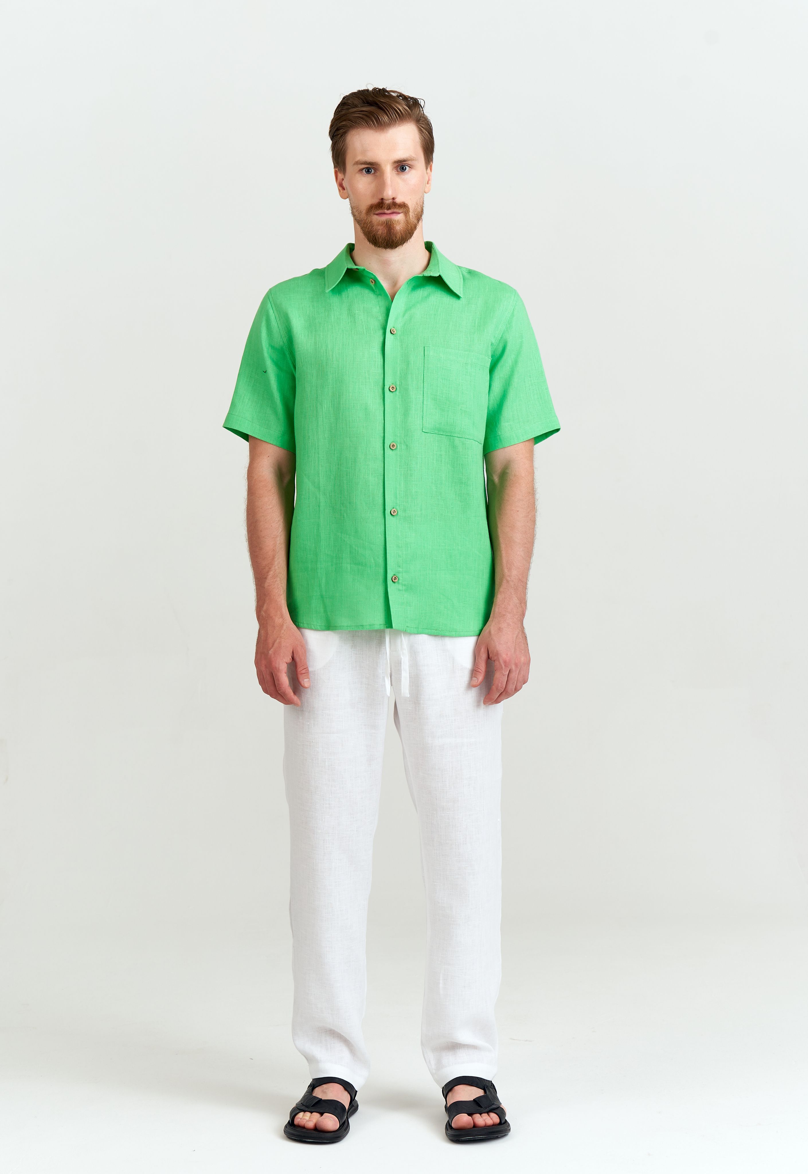 Рубашка мужская TIS РБ 23-15 зеленая 50 RU