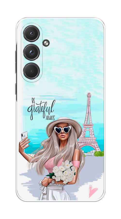 

Чехол на Samsung Galaxy A55 5G "Селфи Париж", Голубой;бежевый, 2109450-1