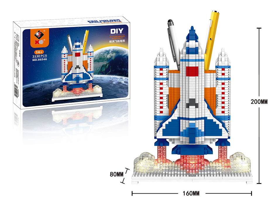 Конструктор 3Д из миниблоков RTOY Ракета взлетает, 2130 дет WL66546 ракета пластиковый пенал с фломастерами 12шт