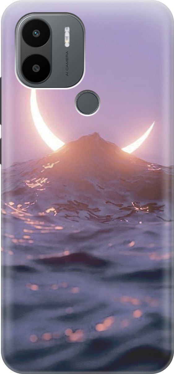 

Силиконовый чехол на Xiaomi Redmi A1+ с принтом "Месяц и море", Желтый;розовый, 158132