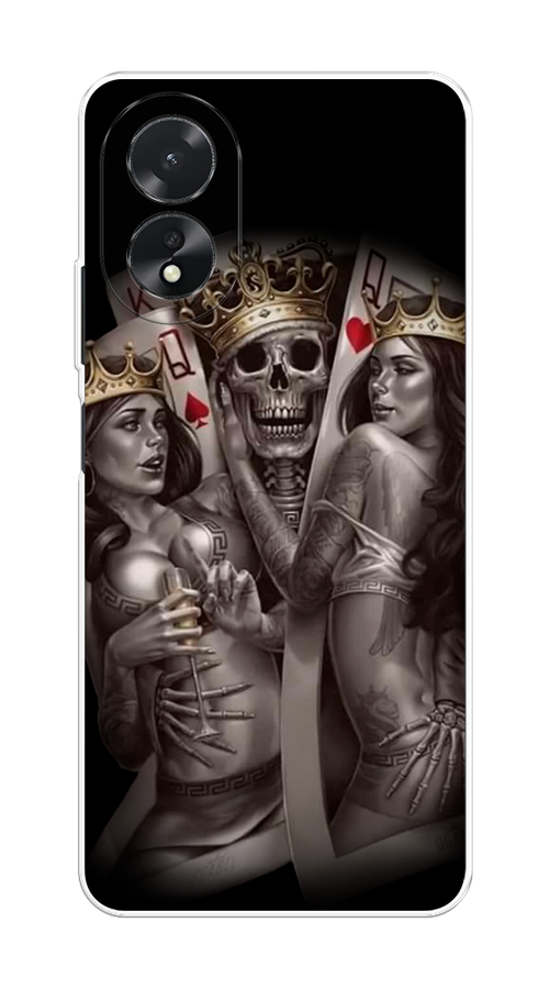 

Чехол на Oppo A18 "Карты король и королевы", Серый;желтый, 2515450-1