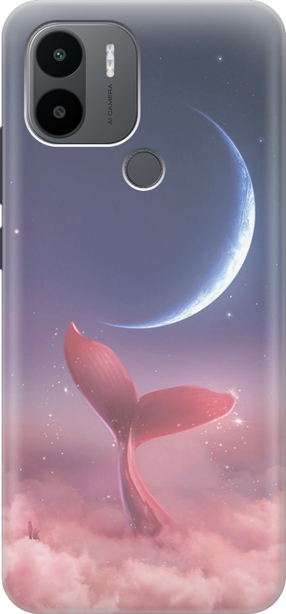 

Силиконовый чехол на Xiaomi Redmi A1+ с принтом "Небесный кит", Розовый;синий, 158121
