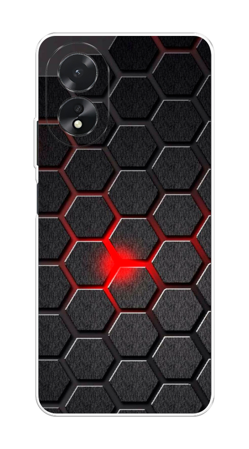 

Чехол на Oppo A18 "Соты красные", Красный;черный;серый, 2515450-1