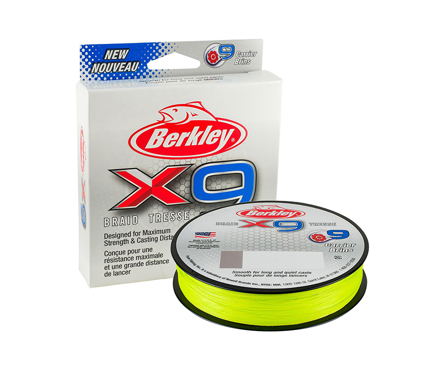 Плетеный шнур для рыбалки Berkley X9 Braid Fluro Green 300m 0.12mm 12.1kg