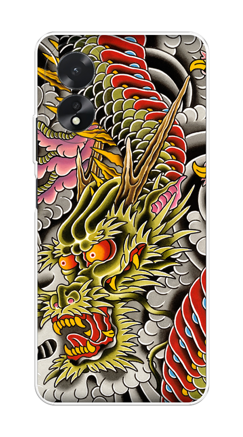 

Чехол на Oppo A18 "Японский дракон", Желтый;розовый;красный, 2515450-1