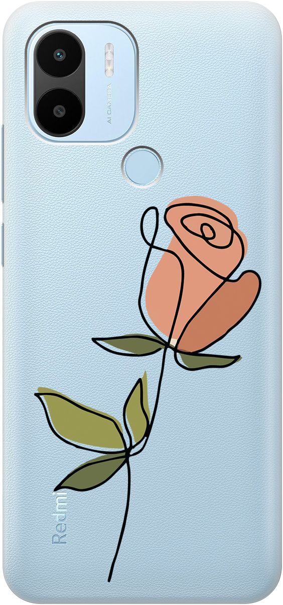 

Силиконовый чехол на Xiaomi Redmi A1+ с 3D принтом "Rose" прозрачный, Прозрачный;зеленый, 158136