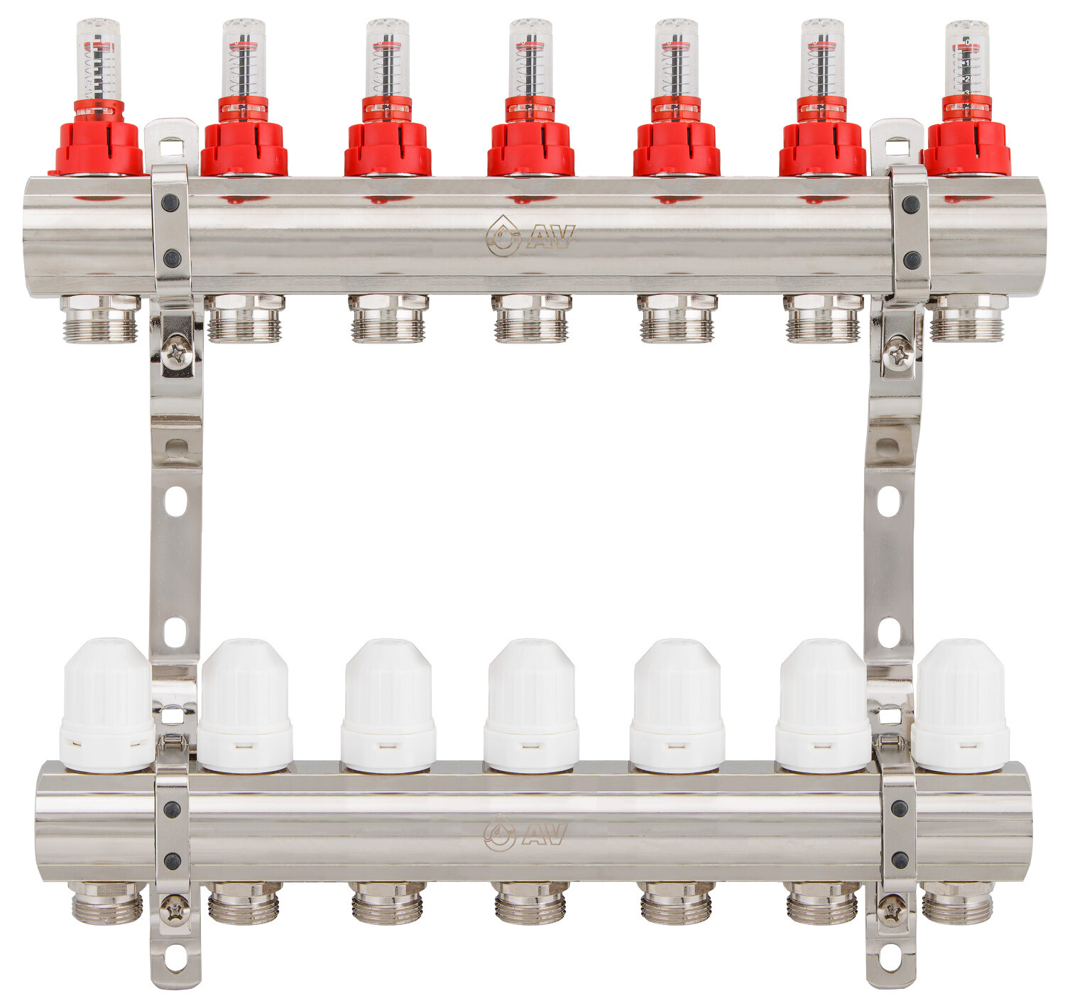Коллекторная группа AV ENGINEERING AVE777K 7 выходов (AVE77700107K) комплект кранов для радиаторов av engineering