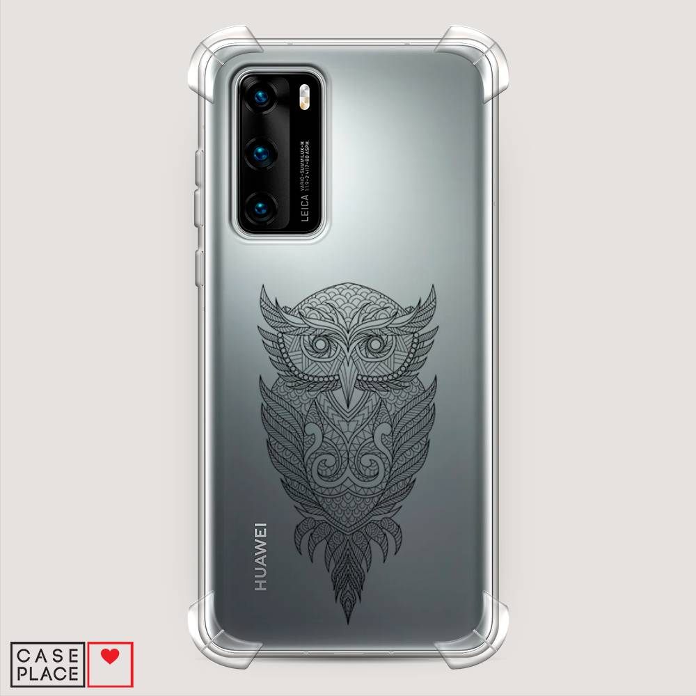 

Чехол Awog на Huawei P40 "Филин графика", Черный, 610851-1