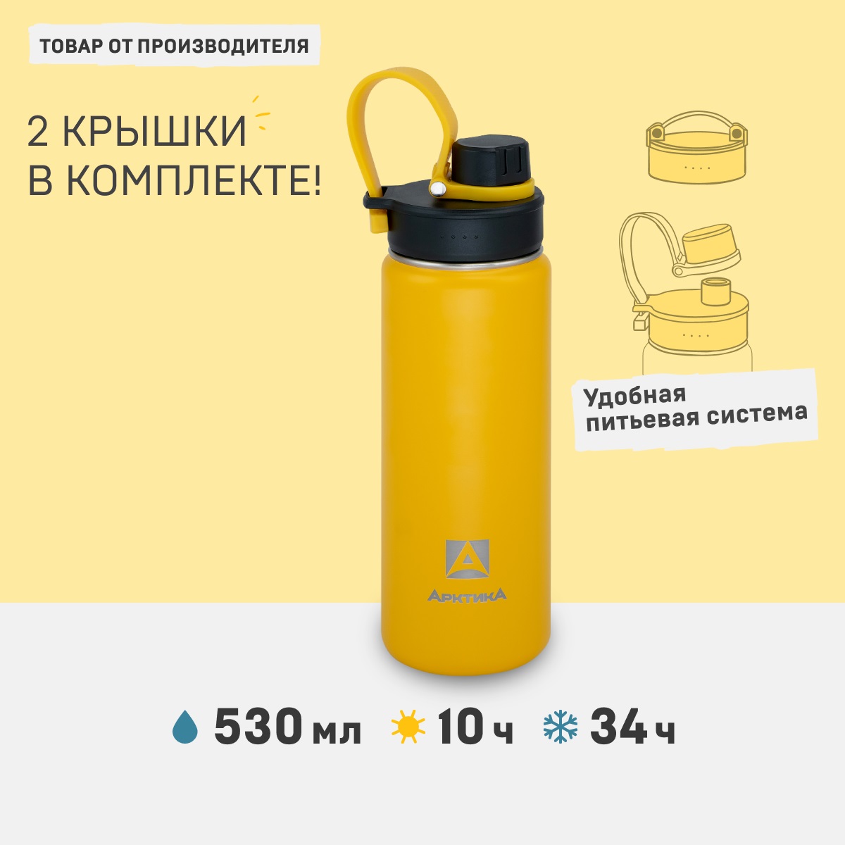 Термокружка для кофе 500 мл 708-530 с двумя крышками 2690₽