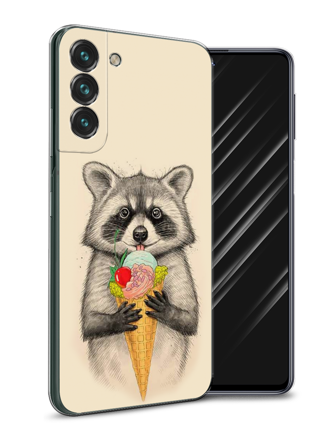 

Чехол Awog на Samsung Galaxy S22 + / Самсунг S22 + "Енот с мороженым", Бежевый;серый, 2103950-10
