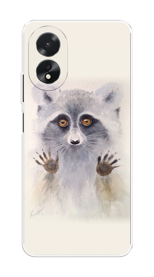 

Чехол на Oppo A18 "Енот за стеклом", Бежевый;серый, 2515450-1