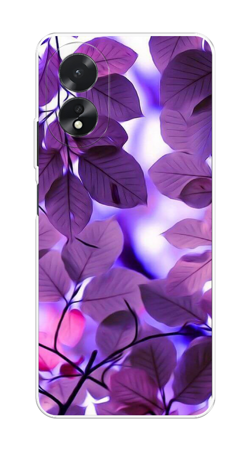 

Чехол на Oppo A18 "Сиреневые листики", Фиолетовый;голубой, 2515450-1