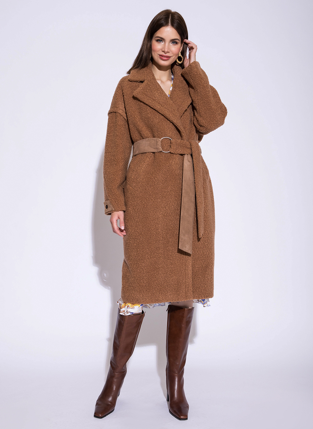 Пальто женское ElectraStyle 49203 коричневое 40