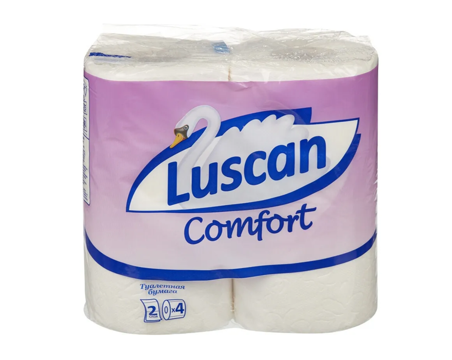 Бумага туалетная Luscan Comfort двухслойная белая 100% целлюлоза 21,88 м 175 л 4 рул./уп. бумага туалетная luscan prof etalon для диспенсера двухслойная 250 м 6 рул уп