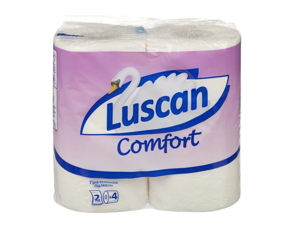 фото Бумага туалетная luscan comfort двухслойная белая 100% целлюлоза 21,88 м 175 л 4 рул./уп.