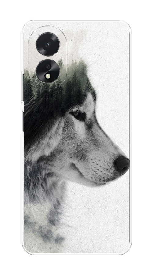 

Чехол на Oppo A18 "Волк лес", Серый;белый, 2515450-1