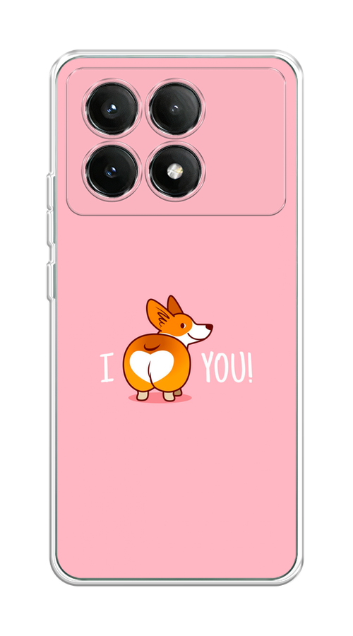

Чехол на Poco X6 PRO 5G "Корги I love you", Розовый;коричневый;белый, 320950-1