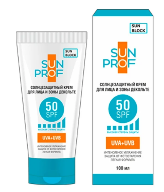 Купить Солнцезащитный крем для лица и зоны декольте SunProf SPF 50+ Высокая Степень Защиты 100 мл