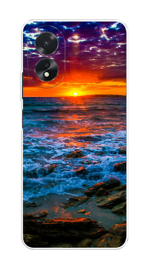

Чехол на Oppo A18 "Закат 1", Оранжевый;синий, 2515450-1