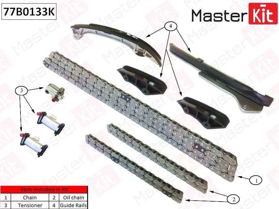 

Комплект Цепи Грм (Без Звездочек) ToyotaLexus Camry 3.5i 2gr-Fe 06-15 Masterkit 77b0133k M