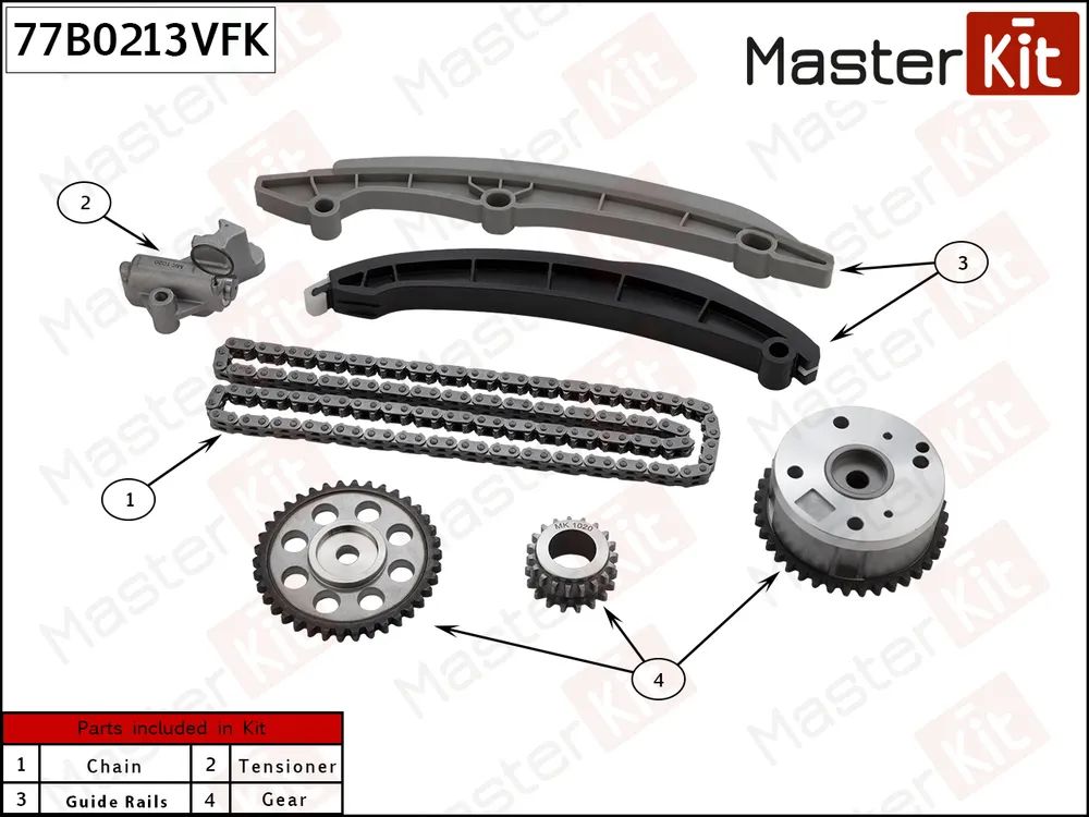 

Комплект Цепи Грм Skoda RapidOctavia 1.4 Tfsi Caxa 14- Masterkit 77b0213vfk MasterKit арт.