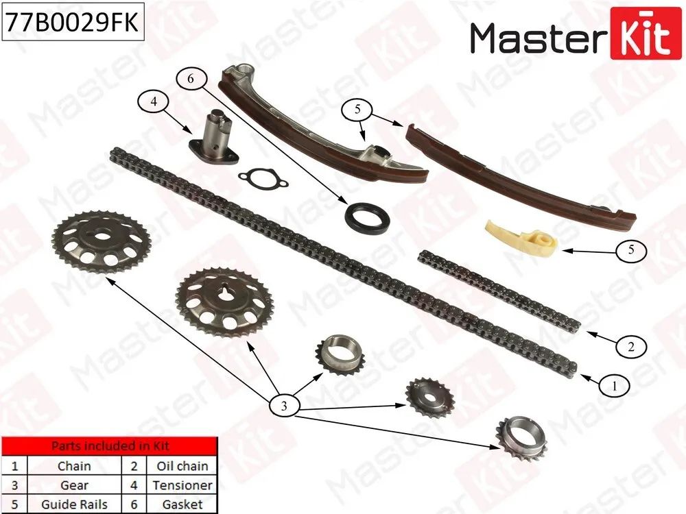 Комплект Цепи Грм Toyota Avensis 2.0I/2.4I 16V 1Azfe/2Azfe 01- Co Звездочками MasterKit 77