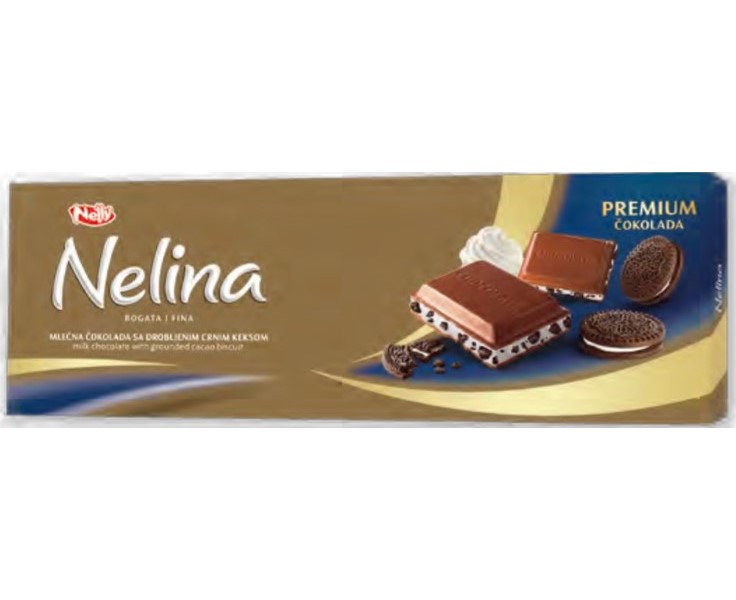 фото Шоколад nelly nelino choco & black cookies с дробленым печеньем 250 г