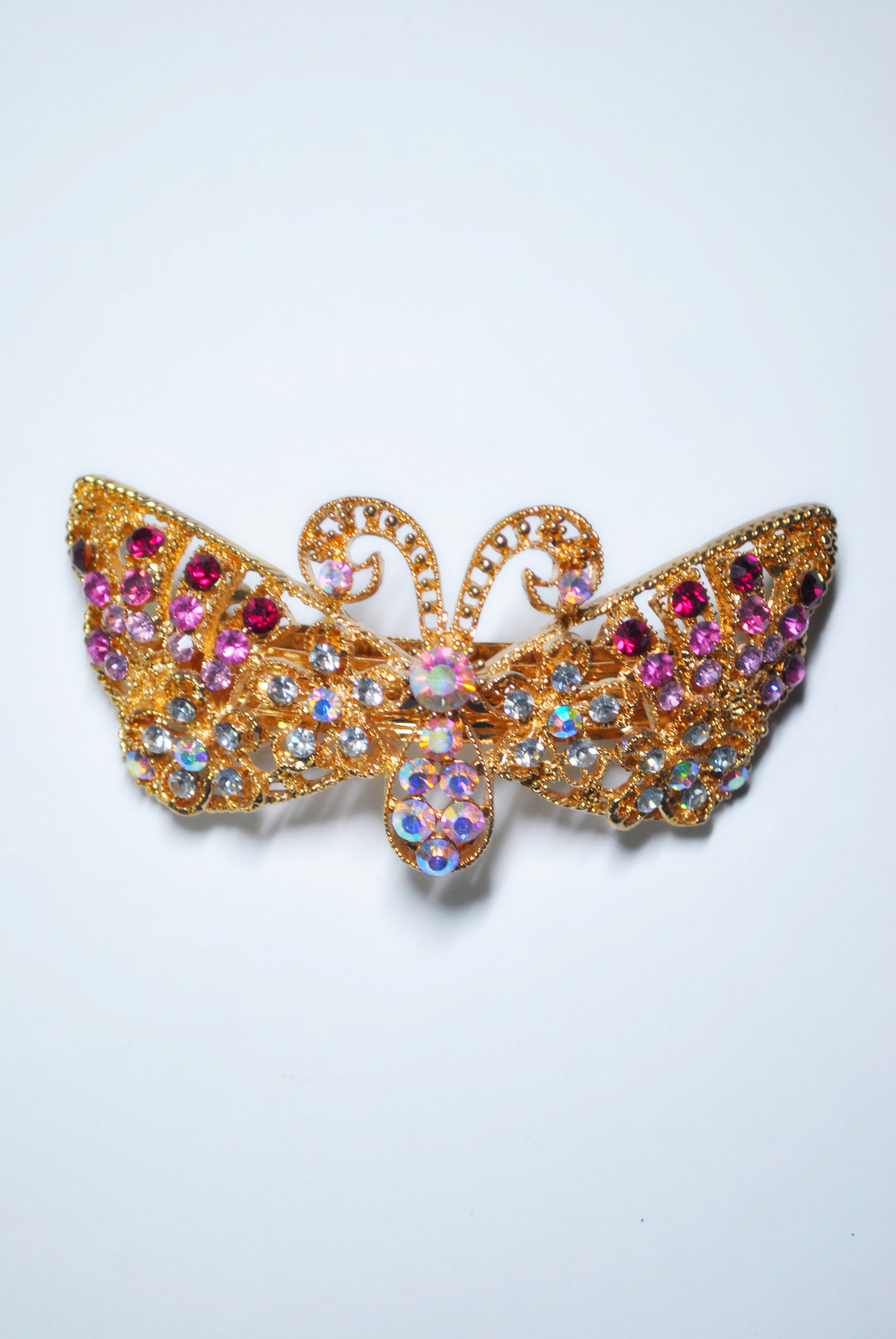 Заколка-автомат женская Fashion Jewelry Color Butterfly золотой/красный микс