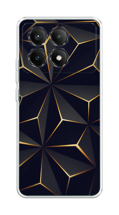 

Чехол на Poco X6 PRO 5G "Черные полигоны", Золотистый;черный, 320950-1
