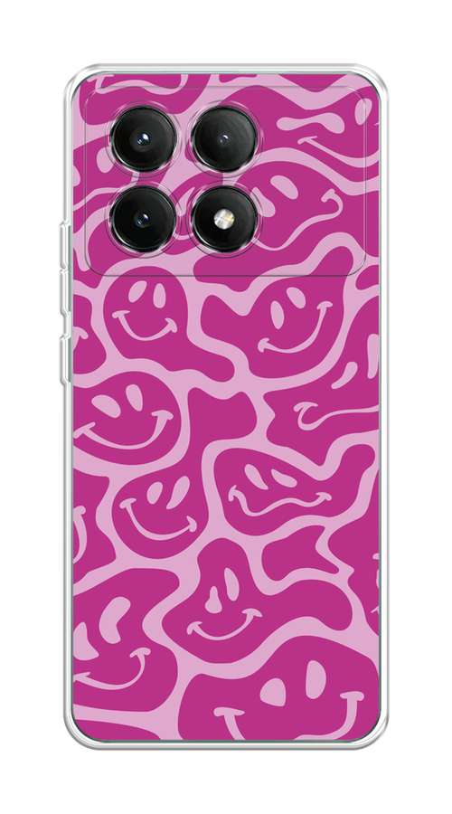 

Чехол на Poco X6 PRO 5G "Расплывчатые смайлики розовые", Фиолетовый, 320950-1