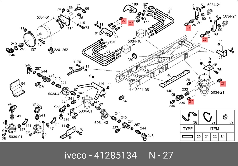 Фитинг Прямой Резьб. 12-M16 L37 Под Ключ Sw22-2 IVECO 41285134