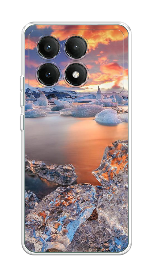 

Чехол на Poco X6 PRO 5G "Ледники", Синий;оранжевый, 320950-1