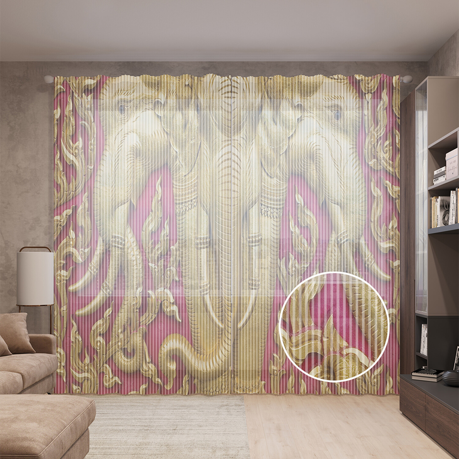 

Тюль вуаль на шторной ленте с принтом JoyArty "Тайландский трехголовый слон", 310х265 см, Тайландский трехголовый слон