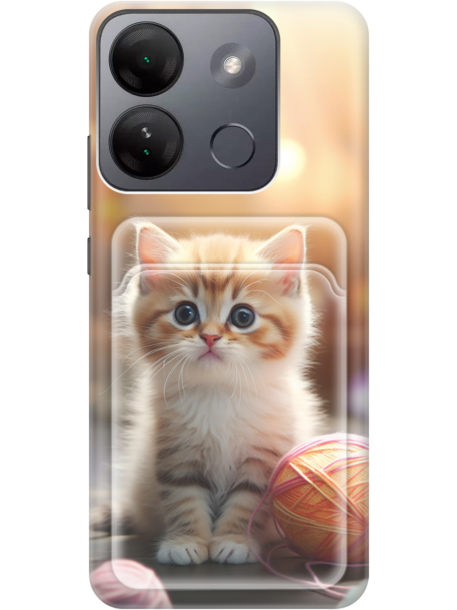 

Силиконовый чехол на Infinix Smart 7 HD с рисунком "Котик и нитки", Белый;желтый;розовый, 20011992